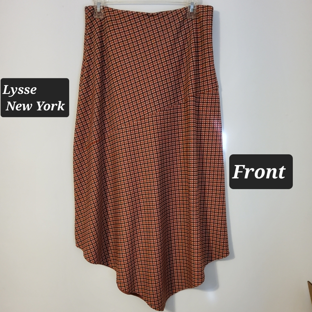 Lysse New York Women's Red/Black Checkered Assymetric Maxi Skirt Size M